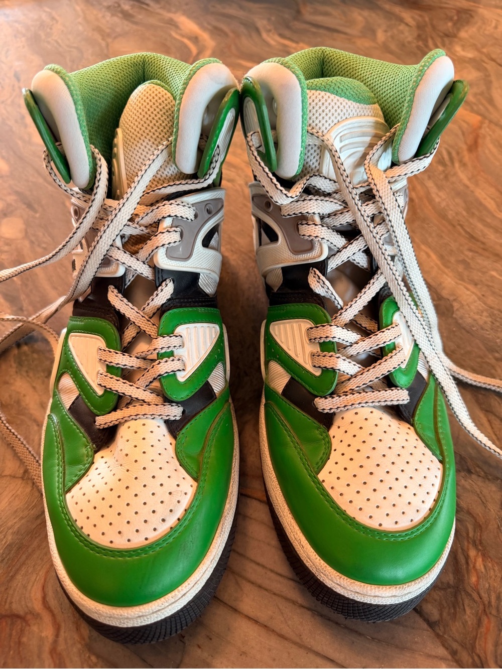 Gucci Basketball Green, White and Black High-Top Sneakers